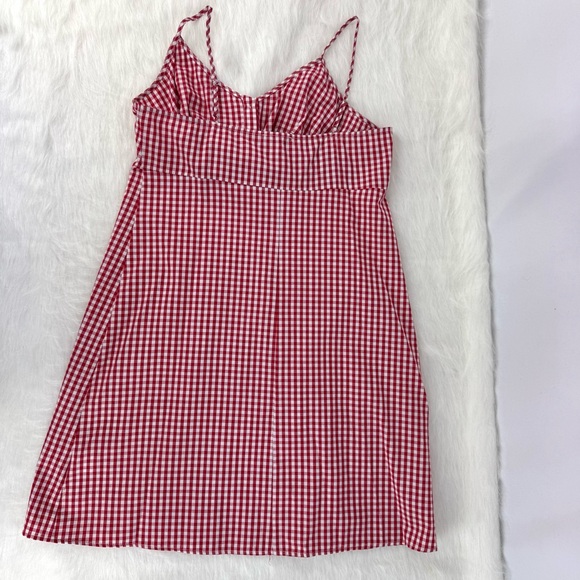 Soprano Red & White Gingham Cotton Sun Dress Size Large NWT Tie Front Cutout - Picture 15 of 15